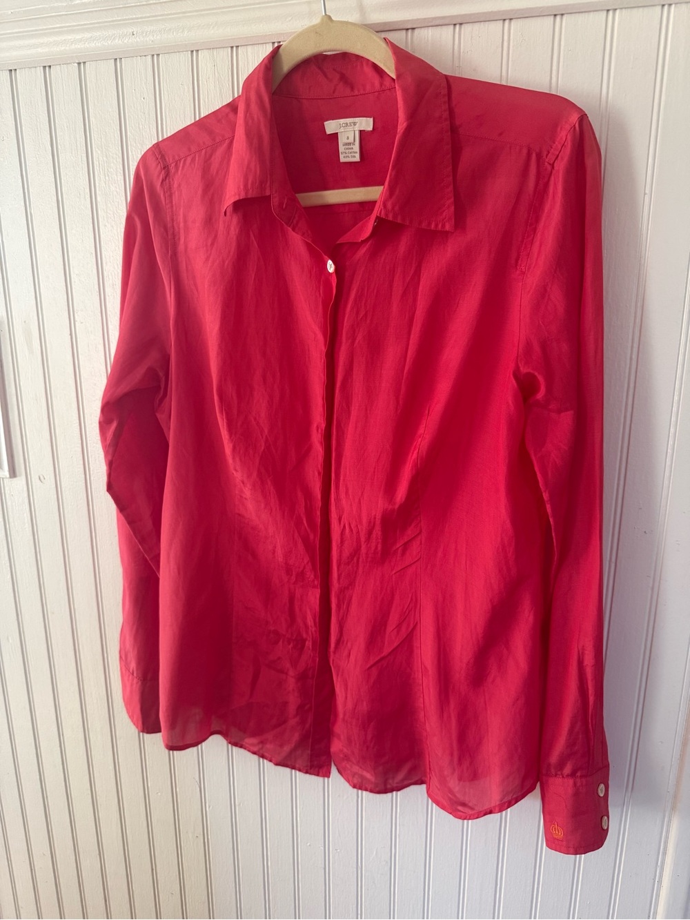 J. Crew Silk Blend Button up Dark Pink blouse Size 8